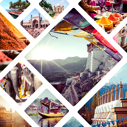 Collage of India images - travel background